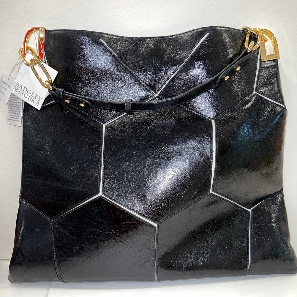NWT Badgley Mischka Unique Leather Tote